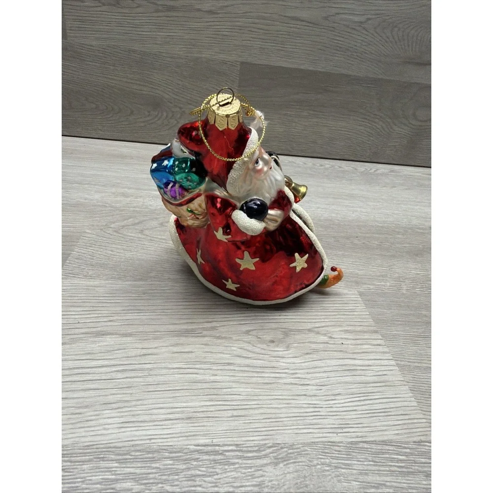 Summit Santa Blown Glass Christmas Ornament‎ Glitter Sack Toys And Nutcracker